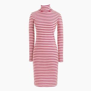J Crew Red White Striped Turtleneck Dress Womens size Small Long Sleeve